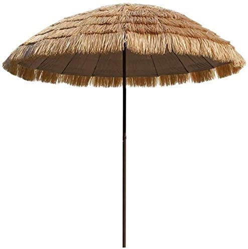 Jewelry Outdoor Garden Parasols 2.4m Beach Parasol Simulation Straw Umbrella for Garden/Balcony/Terrace/Courtyard, Height 1.8m Without Base Necklace