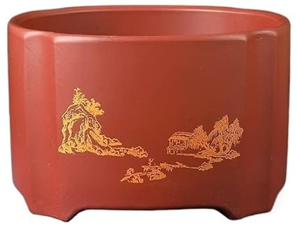 YUEKOPOU Ceramic Flower Pot - Classical Purple Sand Bonsai Planter for Home and Office Decor