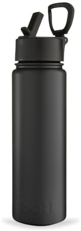 BOTL – Epic Stainless Steel Water Bottle, Leakproof Straw Lid, Insulated Bottle for Hot & Cold Drinks, 21oz 700ml sports cap with internal straw - Vamp Black