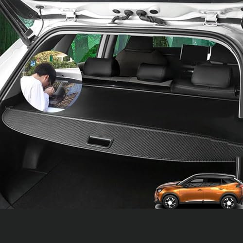 yinjieEUR Ausziehbare Kofferraumabdeckung Rollo für Peugeot 2008 2020-2023,Laderaumabdeckung Cargo Cover,Schutz Abdeckung,Auto Zubehör,Kofferraum Vorhang,Gepäckraumabdeckung