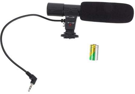 Operitacx Camera Microphone Dc3v Abc Recording Mic for Camera and Phone | 3.5mm Jack, Black Finish, 30-15000hz Response, 76db Signal to Noise, 120db Max Sound Pressure