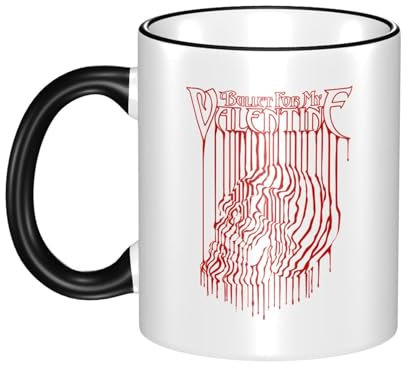 IJHRSFDST Bullet for Rock My Valentine Band Ceramic Mug 330ml - Metalcore Band Logo with Colour Trim Coffee Cup- Microwave Safe Music Fan Gift (11oz)