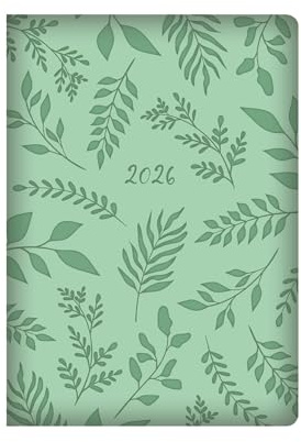 Terminplaner 2026, A5, Wochenansicht, geprägt, gepolstert, weiches Kunstleder, Botanisches Design, gebundenes Notizbuch, Geschäfts- und Studenten-Organizer