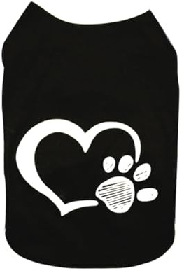 Lurrose Hundeweste Leicht Anzuziehen aus Baumwolle für Kleine Hunde mit Herz und Pfotenmuster Stylische Haustierweste für Spaziergänge im Frühling und Sommer