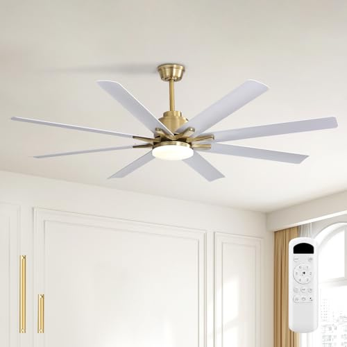 Sofucor 132cm Deckenventilator mit Beleuchtung und Fernbedienung | Leise Deckenventilator mit Licht , DC, 8 Flügel, 3 Farbtemperatur, Timer, 6 Geschwindigkeiten, Sommer Winterbetrieb