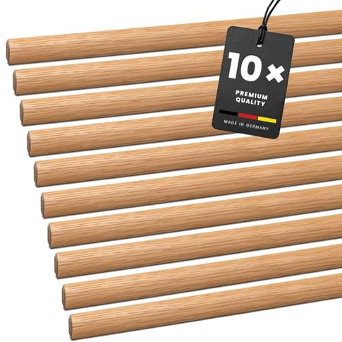 KGM Viertelstab - furniertes - Eiche - 2400 x 14 x 14 mm - 10 Stk. | Massivholz, lackiert, robuste Bastelleiste überstreichbar, Eckleiste für Kanten, Ecken & Übergänge, lösemittelfrei, kürzbar
