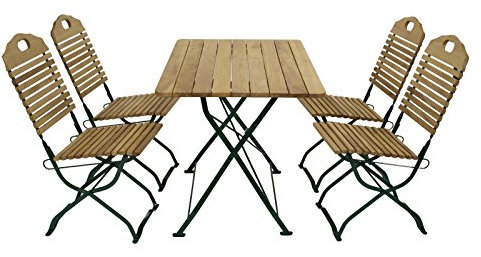 DEGAMO Kurgarten Klappgarnitur Bad Tölz 5-teilig, Gestell Stahl grün + Robinie