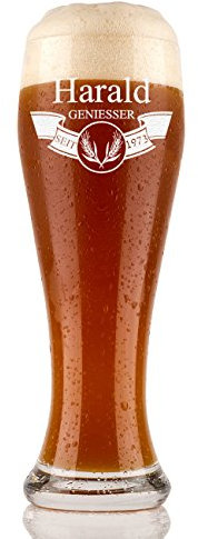 Bierglas mit Gravur als Männer Geschenke - Weizenbierglas personalisiert Weizenglas Geburtstagsgeschenk für Männer Geschenkidee Vatertagsgeschenke für Papa Glas 500ml