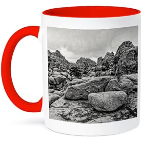 3dRose Hidden Valley at Joshua Tree Two Tone Mug, Ceramic, Black/White/Red, 10.16 x 7.62 x 9.52 cm