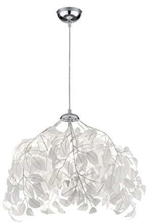 Reality Leuchten Pendelleuchte Leavy R10461901, Metall Nickel matt, Schirm Kunststoff weiß, 1 x E27, 38 x 38 x 150 cm