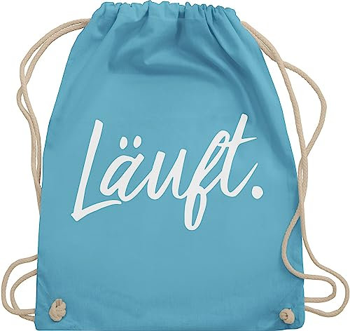 Turnbeutel Rucksack - Sprüche - Läuft - Statement - Unisize - Hellblau - beutel mit kordelzug stoff tasche baumwolle kordel sportrucksack schnur turn stoffrucksack baumwoll stoffbeutel als lustige