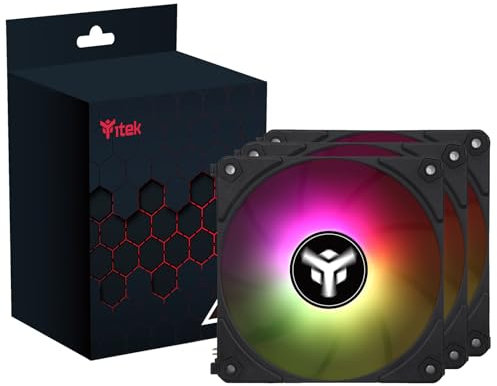 Itek Kit 3x Ventola per case UW12 Black - 12cm, ARGB Sync 5V 3pin, 4pin PWM, Senza fili