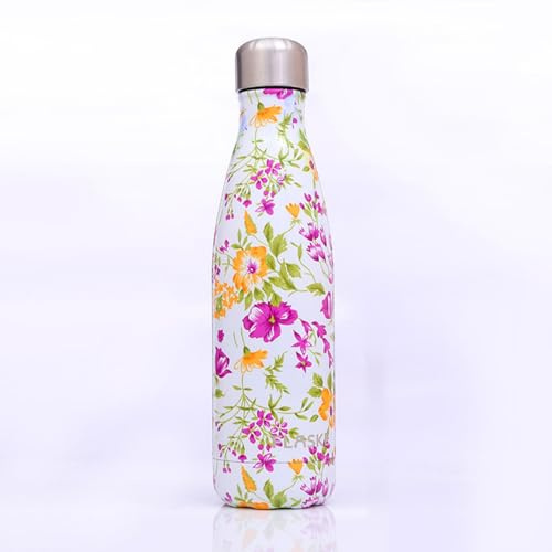 JMAHM Stainless Steel Flask Insulation Bottle Vacuum Flasks Cup Double Wall 500ml for Outdoor Sports (500ml, Small Flower)