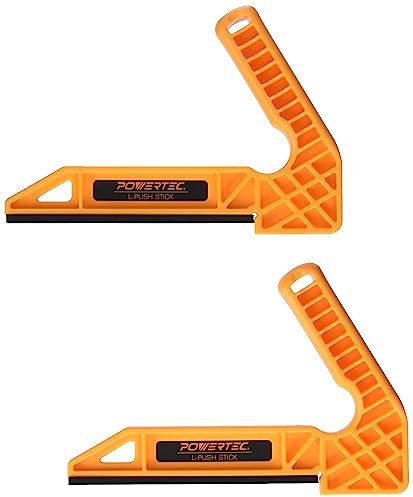 POWERTEC 71338 Deluxe Magnetischer Schiebestift für Tischsägen, Frästische, Bandsägen & Fugen, doppelte ergonomische Griffe mit max. Griff, Sicherheit für Holzarbeiter, 1 Stück