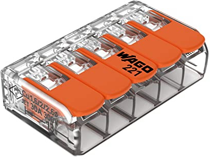 WAGO 221-615 Hebelmuttern – 5-Leiter-Kompakt-Spleißverbinder für 10 AWG (25 Stück)