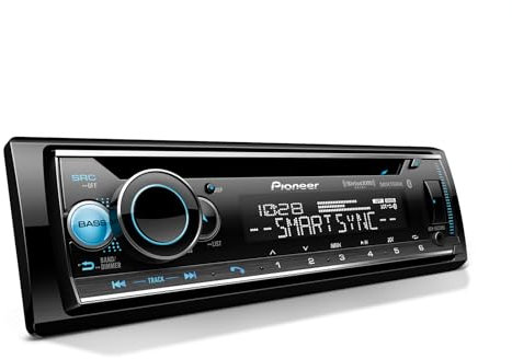 Pioneer DEH-S6220BS - Receptor estéreo con pantalla táctil de un solo DIN, reproductor de CD Bluetooth, entradas USB/AUX, compatibilidad con Apple Android, llamadas manos libres