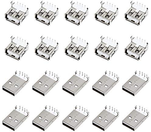 WiMas 60PCS Micro USB Tipo A Maschio Femmina Connettore, Jack Pocket Connector Montaggio PBC per Computer Tastiera Mouse USB-CD
