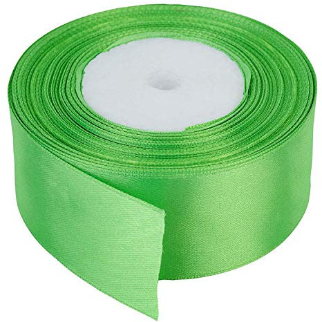 40mm Green Satin Ribbon for Gift Wrapping, 25M Double Sided Polyester Thick Fabric Ribbon Roll for Crafting Bouquets, Christmas Tree, Cake, DIY Hair Accessories Sewing Making Bows, Wedding Decoration