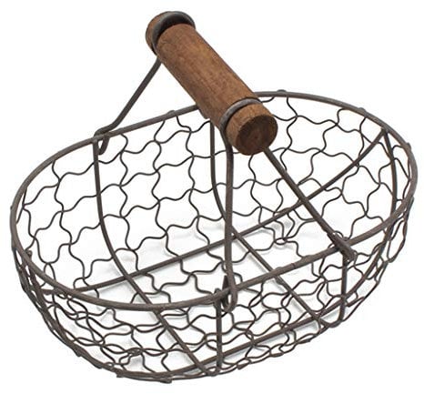 prasku Panier à Pain en Fer Rétro Panier de Rangement en Métal Conteneur de Fruits avec Décor de Poignée - Noir