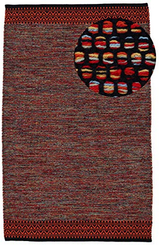 carpetfine Baumwollteppich Kelim Mia Orange 60x110 cm | Moderner Teppich für Wohn- und Schlafzimmer