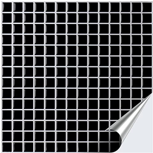 FoLIESEN 3D Fliesenaufkleber für Bad, Küche, Badezimmer - Mosaikfliese Schwarz - Fliesen-Folie selbstklebend - Mosaik Black Diamond, :4 Stück