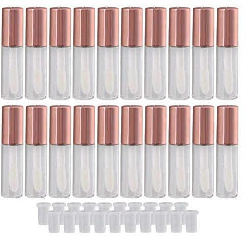 20pcs Tubes De Brillance De La Lèvre De 1,5 Ml Avec Recharge De Baguette Vides De Bouteilles De Rouge À Lèvres En Plastique Lèvre Gloss Fournitures Cosmétiques Pour Échantillons De Rouge À(or Rose)