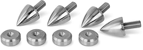 PrecisonGeek – Lautsprecher-Spikes und Pads - Set, Spikes M8 - Kegel mit 20 mm Durchmesser und abgeschrägte Pads mit 20 mm Durchmesser aus Edelstahl, Vibrationsdämpfer für HiFi