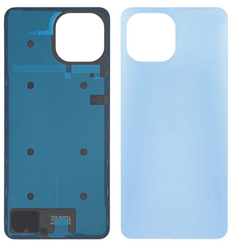 Kit 2 pièces n° 1 coque de batterie + 1 adhésif double face compatible pour Xiaomi Mi 11 Lite 5G / M2101K9G M2101K9C verre arrière arrière coque arrière + autocollant (Bleu)
