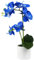 Olrla Blaue Orchideen-Kunstblumen im weißen Topf, gefälschte echte Orchideenblumen Dekoration für Küche Badezimmer Büro Hochzeit (königsblau 2)