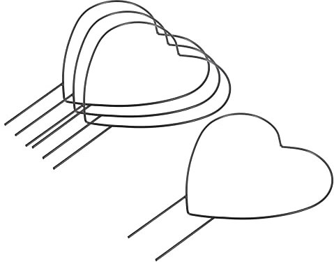sourcing map 4 Stück Metall Spalier Pflanze Dekorativ Halter für Garten Schwarz Herz Form