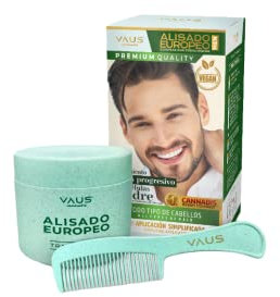 VAUS | Alisado orgánico Europeo - Kit Alisador Profesional con Peine - Tratamiento de Pelo Progresivo patentado - Vegano, Eco Friendly y Envase Biodegradable - Para Hombres