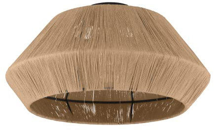 EGLO Deckenlampe Alderney, natürliche Deckenleuchte im Vintage Design, Wohnzimmerlampe aus Textil in Natur und Metall in schwarz, Lampe Decke mit E27 Fassung