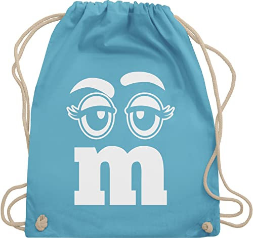 Turnbeutel Rucksack - & Fasching - Taschen - M und M Augen Karneval I Fastnacht I Fasnacht I Fasnet - Unisize - Hellblau - gym bag festival karnevalsbeutel faschings mm juterucksäcke festivaltasche