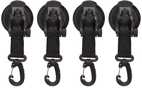 TOTITOM Lot de 4 ventouses robustes, haute résistance, portables et puissantes, avec crochets pour auvent latéral de voiture, camping-car, tente de maison, voile, auvent, tendeur automatique