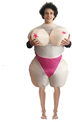 AirSuit® Disfraz Hinchable De Pechos Grandes | Traje Peculiar | Tamaño Adulto | Poliéster Cómodo | Resistente | Sistema de inflación Incluido | OriginalCup®