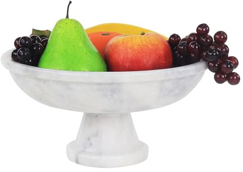 Radicaln Marble Fruit Bowl White 10x5 Inch Handmade Fruits Holder Table Décor - Decorative Bowl for Kitchen Counter Décor- Bowls for Kitchen Accessories