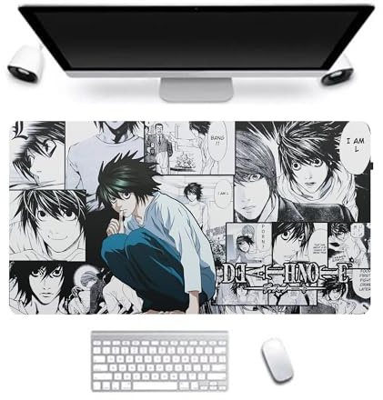 Anjinguang Death Note Mouse Pad Anime Mouse Mat Light Yagami/L/Ryuuku Printed Gaming Computer Keyboard Pad Laptop Mat Water-Resistant Mousepad for Office Student Desktop
