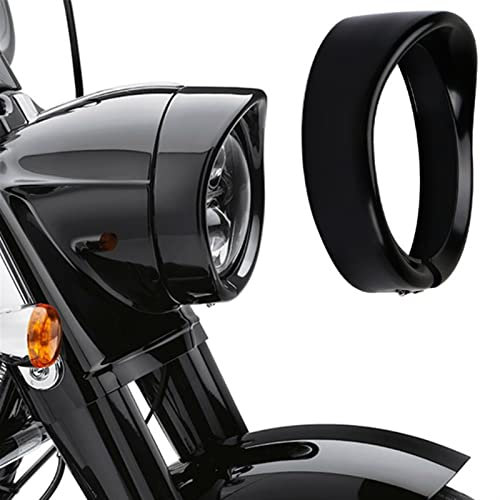 Scheinwerferhalterung, 17,8 cm, Motorrad-Visier-Stil, Zierring, Schwarz/Chrom, Scheinwerfer-Verkleidungsring für Road King Electra Glide Scheinwerfer-Montagehalterung (Farbe: 17,8 cm, Schwarz)