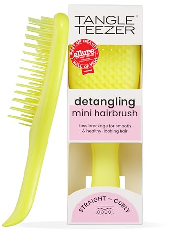 Tangle Teezer Die ultimative Mini-Entwirrer-Haarbürste, sanft zu nassem Haar, zweistufige Zähne und bequemer Griff, ideal für Kinder und Reisen, reduziert Knoten und Haarbruch, Hyper Yellow