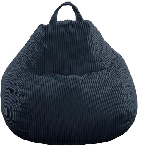 bananair - Sitzsack Kinder und Erwachsene - Cordstoff Breit Gerippt - Weich & Bequem - Maschinenwaschbarer Bezug - Leicht Transportierbar - Bean Bag, Gaming Sitzsack (120 x 100 cm, Dunkelblau)