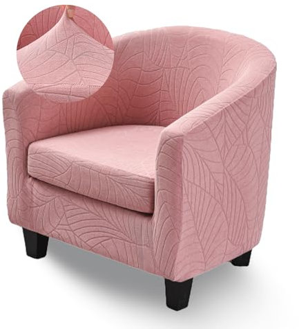 Highdi Housse De Fauteuil 1 Place Cabriolet Chesterfield en Tissu Jacquard Extensible, Deux Pièces, Facile À Enlever Et Antidérapante, Idéale pour Un Bar, Un Salon, Housse Fauteuil Club (Rose)