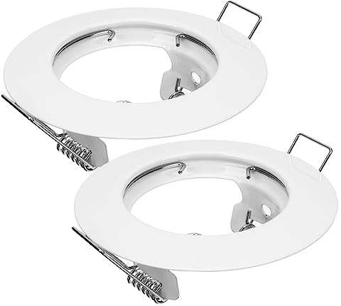 Hemobllo 2 Stück Gu10 Einbaurahmen Led Einbauleuchten Abdeckung Weiß Metall Lampenhalter Für Holz Gips Möbel Feuchtraum Geeignet