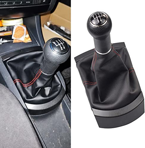 Yoegerery R5 velocidades pomo de palanca de cambios manual con cubierta antipolvo para Seat Ibiza 2002-2010 (línea roja)