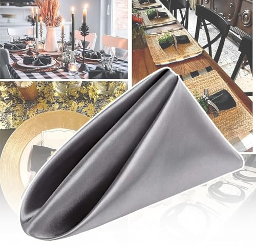 QIeAny 43×43cm Inch Dinner Napkins, Satin Cloth Napkins, Exquisite Hemming/not Off-line, Comfortable Fabric/anti-wrinkle, Clear Pattern, Machine Washable, for Catering/party/events,N-20PCS