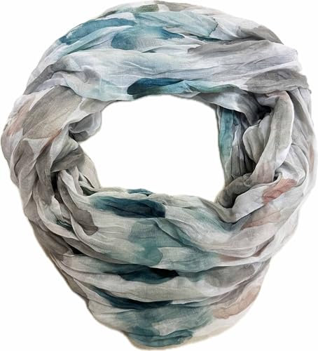 J26 Blumen Mandala Farbverlauf Kreis Seide Sommer Loop Verlauf Regenbogen Rainbow Silk Uni Rundschal Schlauchschal Stola Schal leicht 2025 Neu (DotsH Taupe)