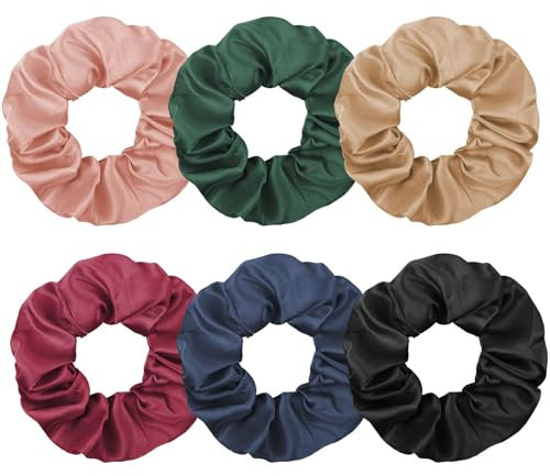 LOPHE Satin Hair Scrunchies Damen, 6er Set Satin Haargummis Weich Haarschmuck, Elastische Silk Pferdeschwanzhalter Haarbänder ohne Abdrücke Geschenk für Mädchen, Frauen(C)