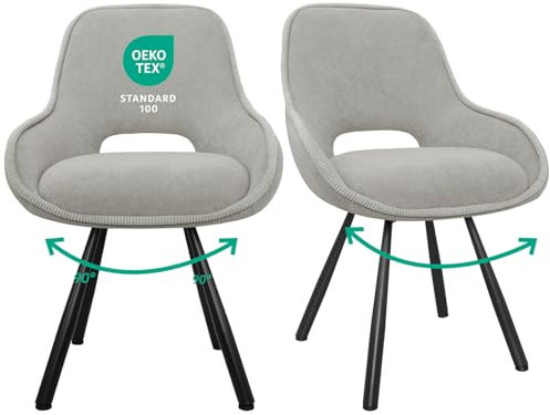JIJIAN Pack de 2 Sillas de Comedor, Sillas de Cocina, Sillas de Salón, Silla de Comedor con Reposabrazos Bajos,Silla de Comedor Giratoria con Función de Auto Enderezamiento, Khaki