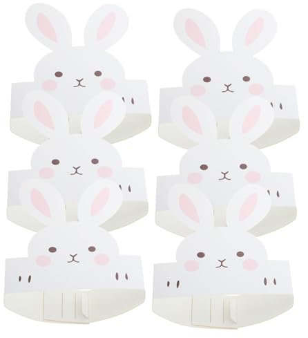 KONTONTY 6st Mütze Mit Osterhasenohren Kuchendekoration Tiere Plüsch Hase Formschnitt Kaninchen Hasenspiel Bausatz Geburtstag Hut Mit Hasenohren Behälter Kuchendeckel Häschen Zeug Papier