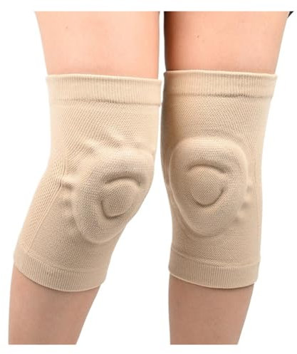 AHIOJEGX Knieschützer 1 Pair Pressure Reducing Kneepads Fitness Dance Skating Sports Knee Pads Basketball Pressurized Cycling Silicone Thin Knee Pads(Beige,XL 50-60CM)