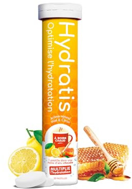 HYDRATIS - Pastilles Hydratation Electrolytes - Miel Citron [Gamme Chaude] - Améliore l'Hydratation et Favorise l'Énergie - Formule Isotonique - Sport, Récupération, Bien-être - 1 tube (20 Pastilles)